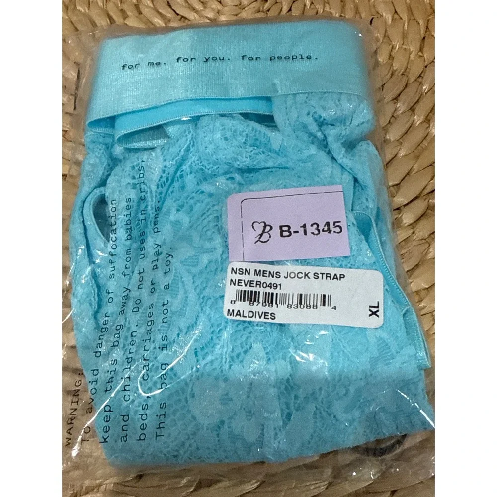 Cosabella Maldives Blue Lace Jock Strap Sexy Stretch Designer Underwear XL NWT